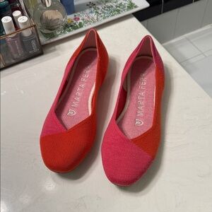 Rothy's Cherry Violet Wool Marta Ferri Square Toe Knit Flats